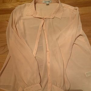 Forever 21 Pink Sheer Button Down Long Sleeve